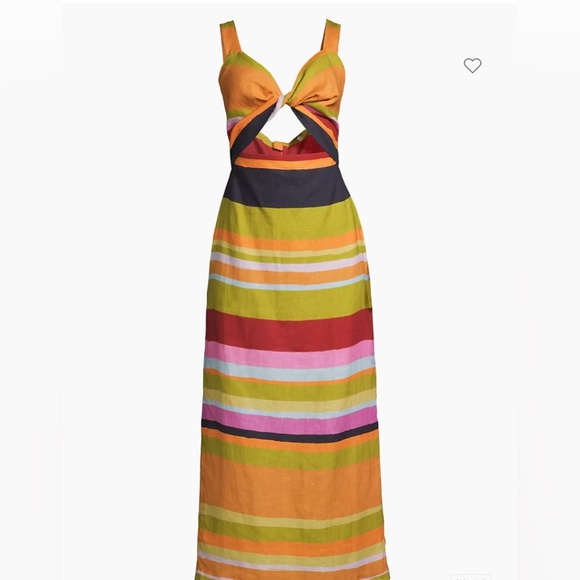 Cala de la Cruz Dress NEW one of a kind, striped linen cut-out dress Retail $525 - Picture 2 of 9